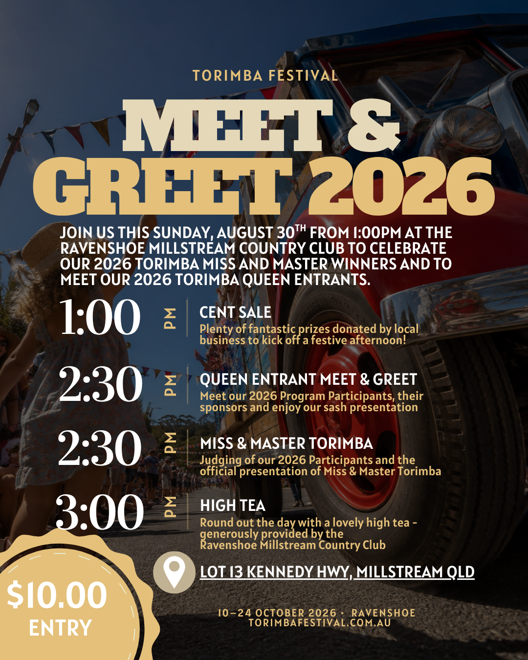Torimba Festival Meet and Greet 2026 — Sunday 30 August, Ravenshoe Millstream Country Club