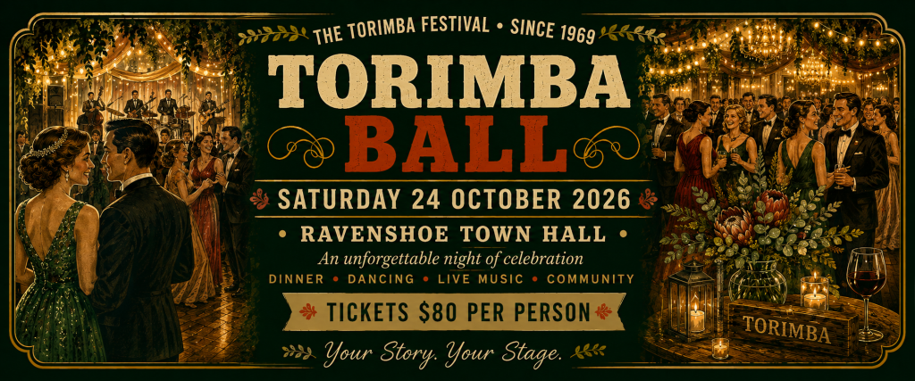 Torimba Ball 2026 — Saturday 24 October 2026, Ravenshoe Town Hall, tickets $80 per person