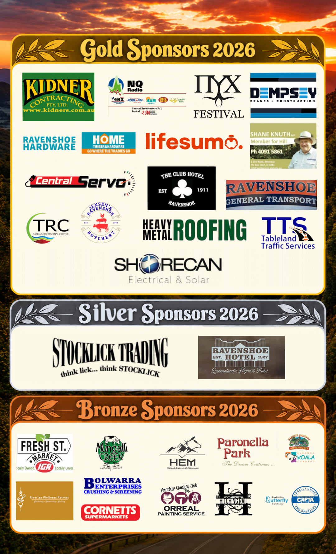 Torimba Festival 2026 Gold, Silver and Bronze Sponsors